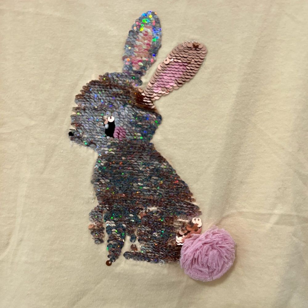 H&M Girls Sequin Bunny T-Shirt Size 4-6 years - Picture 5 of 6
